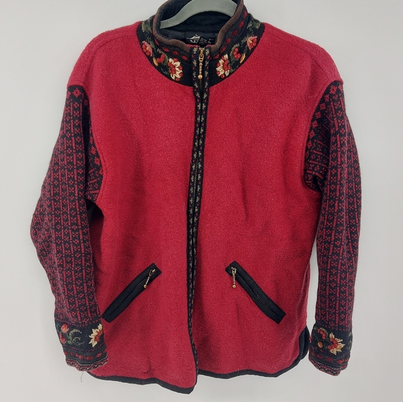 Icelandic Design Wool Sweater Blazer Size Medium Embroidered - Picture 1 of 8